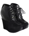 Saint Laurent Women's Leather Lace-up Platform Wedge Heel (authentic Pre-  Loved) In Black