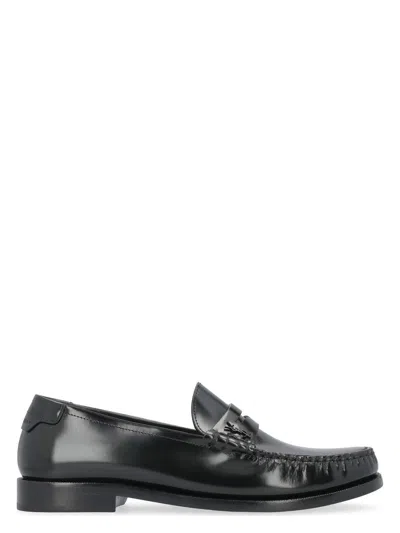 SAINT LAURENT WOMEN'S LEATHER LOAFER WITH MONOGRAM