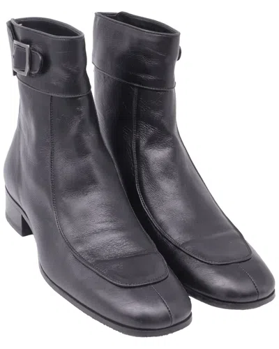 Pre-owned Saint Laurent Women's Leather Miles Bootie (authentic Pre-loved)