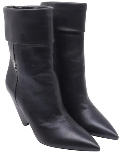 Pre-owned Saint Laurent Women's Leather Niki 85 Wedge Bootie (authentic Pre-loved)