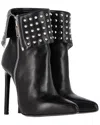 Saint Laurent Women's Leather Paris Fold-over Studded Bootie, Size 34.5  (authentic Pre-loved) In Multi