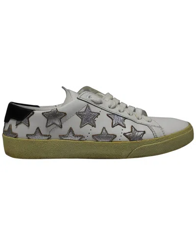 Pre-owned Saint Laurent Women's Leather Paris Sl/06 Metallic Stars Low Sneaker  (authentic Pre-loved)