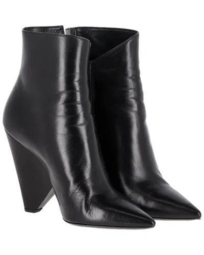 SAINT LAURENT SAINT LAURENT WOMEN'S LEATHER PYRAMID-HEELED ANKLE BOOT (AUTHENTIC PRE-LOVED)