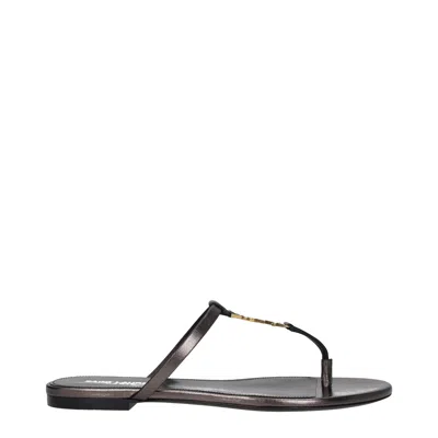 Saint Laurent Women's Leather Sandals Brown/bronze In Black