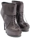 Saint Laurent Women's Leather Tribtoo 105 Lace-up Bootie (authentic Pre-loved) In Brown