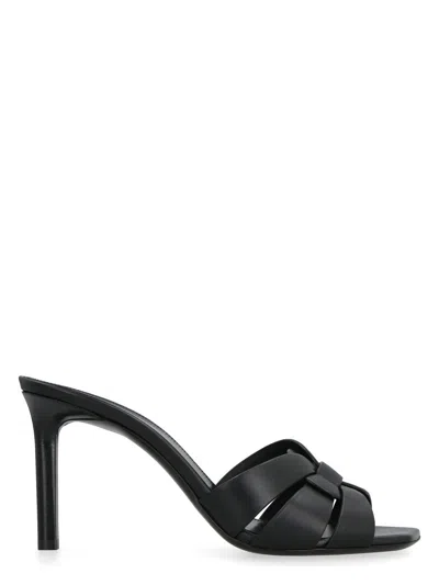 SAINT LAURENT WOMEN'S LEATHER TRIBUTE 85 MULES