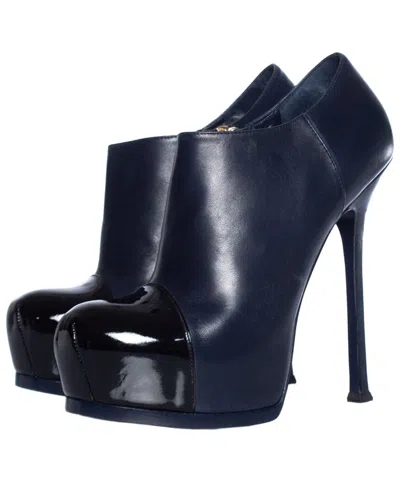 Pre-owned Saint Laurent Women's Leather Tribute Bootie (authentic Pre-loved) In Black