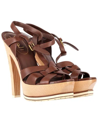 SAINT LAURENT SAINT LAURENT WOMEN'S LEATHER TRIBUTE PLATFORM SANDAL (AUTHENTIC PRE-LOVED)
