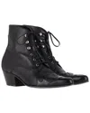 Saint Laurent Women's Leather Western Lace-up Ankle Boots (authentic Pre-  Loved) In Black