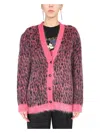 Saint Laurent Animalier Jacquard Cardigan In Pink In Pink