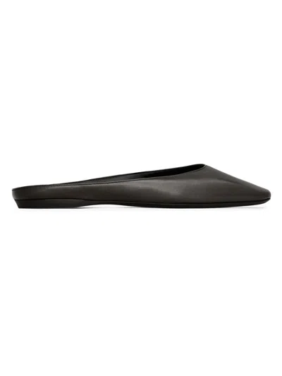 Saint Laurent Women's Lido Slip-ons In Smooth Leather In Brown