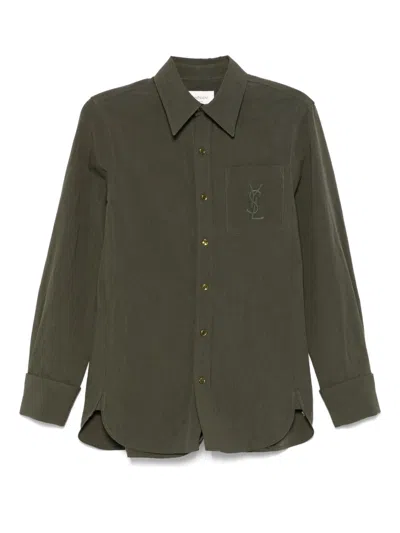 Saint Laurent Women Linen And Cotton Blend Shirt