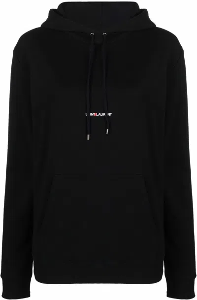 SAINT LAURENT WOMEN'S LOGO COTTON HOODIE