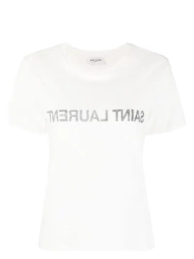 SAINT LAURENT WOMEN'S LOGO COTTON T-SHIRT