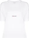 Saint Laurent Basic White T-shirt With Miiddle Logo Print In Cotton Woman In White