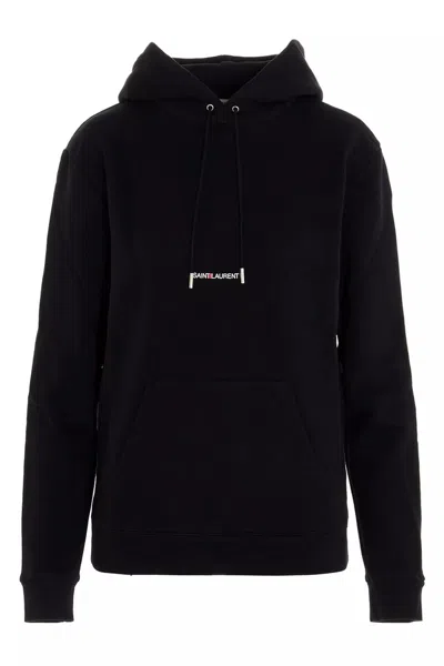 Saint Laurent Women Logo Print Hoodie In Black