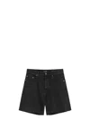 Saint Laurent Loose Black Bermuda Shorts In Denim Women