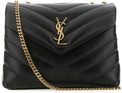 Saint Laurent Women's Loulou Logo Plaque Sholuder Bag In Nero,nero
