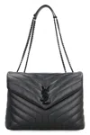 Saint Laurent Loulou Medium Quilted Shoulder Bag In Black