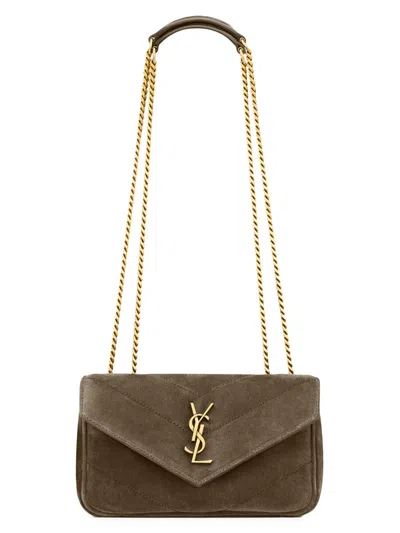 Saint Laurent Women's Loulou Mini Crossbody Bag In Suede In Brown