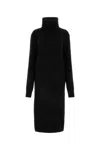 Saint Laurent Turtleneck Ribbed Dress In Multicolor