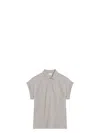 Saint Laurent Cassandra Cap Sleeve Polo Top
