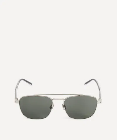Saint Laurent Women's Metal Aviator Square Sunglasses