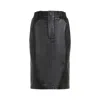 Saint Laurent Black Lamb Leather Midi Skirt In Black