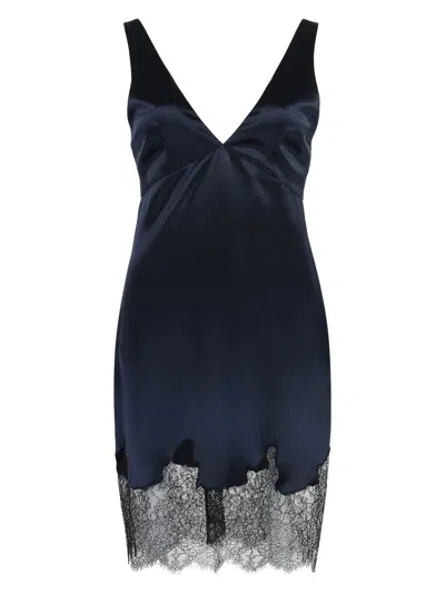 SAINT LAURENT WOMEN'S MIDNIGHT SATIN MINI DRESS