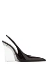 Saint Laurent Miller Patent-leather Slingback Wedge Pumps