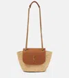 Saint Laurent Panier Mini Ysl Flap Crossbody Basket Bag In Raffia In Cream