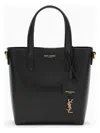 Saint Laurent Shopping Mini Leather Tote Bag In Nero