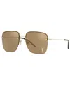 Saint Laurent Womens Ys000297 Sl 312 M Rectangular-frame Metal Sunglasses Gold In Gold Tone
