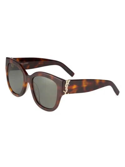 Saint Laurent Women's Monogram Acetate 56mm Cat-eye Sunglasses In Brown