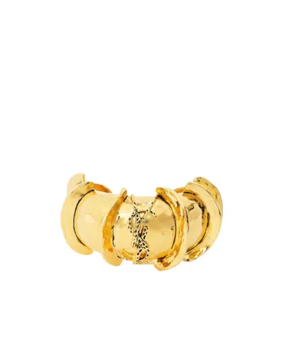 Saint Laurent Women's Monogram Cuff Bracelet In Gold