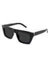 Saint Laurent Ysl Acetate Flat-top Rectangle Sunglasses In Neutral