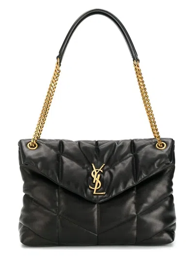 Saint Laurent Women's Monogram Puffer Shoulder Bag In Nero