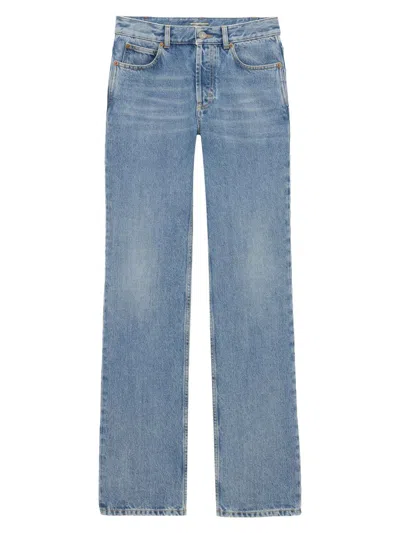 Saint Laurent High-waisted Five-pocket Jeans With Button And Zip Closure In Blue