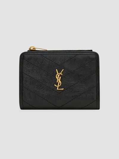 Saint Laurent Women's Niki Bi-fold Wallet In Vintage Leather In Black