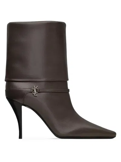 Saint Laurent Women's Niki Booties In Smooth Leather In Brown