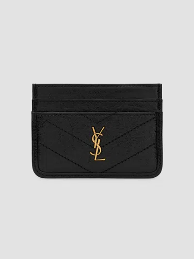 Saint Laurent Women's Niki Card Case In Vintage Leather In Black