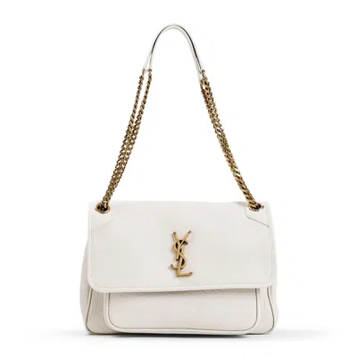 Saint Laurent Rectangular Textured Cross-body Bag Chain Strap In Neutrals