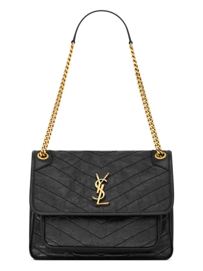 Saint Laurent Women's Niki Medium Shoulder Bag In Vintage Leather In Black