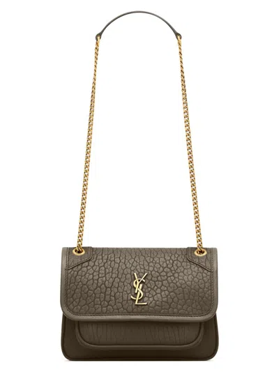 Saint Laurent Women's Niki Mini Bag In Grained Lambskin In Brown