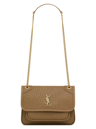 Saint Laurent Women's Niki Mini Bag In Grained Lambskin In Brown