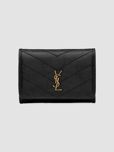 Saint Laurent Women's Niki Slim Tri-fold Wallet In Vintage Leather In Black