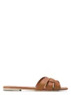 Saint Laurent Woven Leather Sandal Slide In Ambra