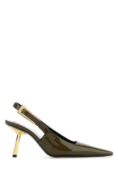Saint Laurent Women Olive Green Leather Lee Pumps