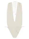 Saint Laurent Nylon Blend One Piece Swimsuit In White