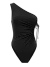 Saint Laurent Gathered One-shoulder Swimsuit In Black